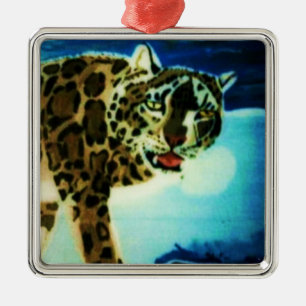 De Metal ornamento LEOPARD SNOW
