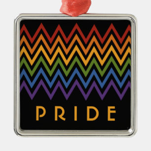 De Metal Ornamento personalizado do Rainbow Chevron Pattern