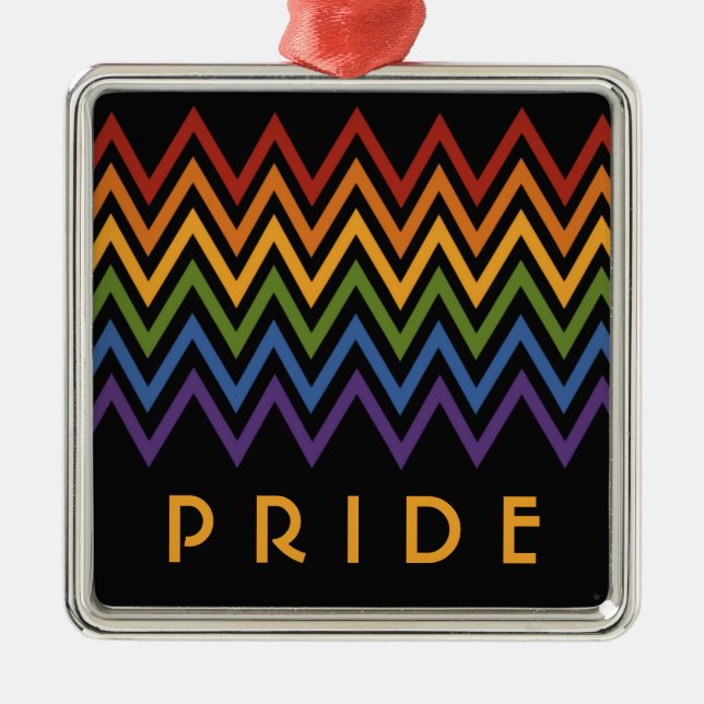De Metal Ornamento personalizado do Rainbow Chevron Pattern (Frente)