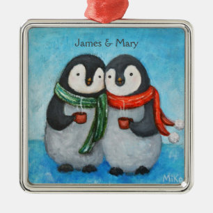 De Metal Ornamento Personalizado Primeiro Natal Junto Pingu