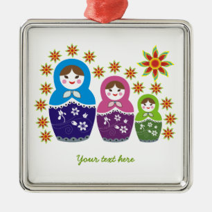 De Metal ornamento personalizado russo Matryoshka Dolls