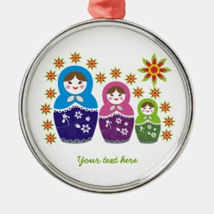 De Metal ornamento personalizado russo Matryoshka Dolls