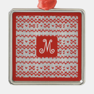 DE METAL ORNAMENTO PREMIUM QUADRADO MALHA NÓRDICA VERMELHA