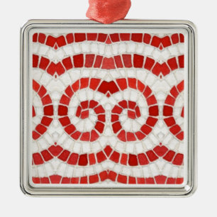 DE METAL ORNAMENTO PREMIUM QUADRADO MOSAICO IÔNICO VERMELHO