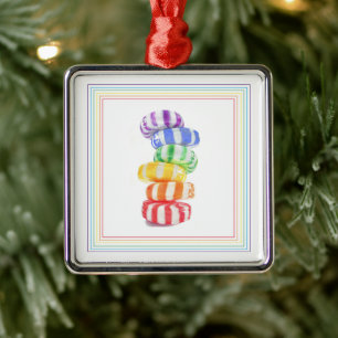 DE METAL ORNAMENTO PREMIUM QUADRADO RAINBOW CANDY