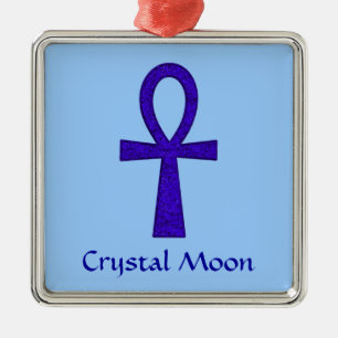 De Metal Ornamento Quadrado Azul Ankh Premium