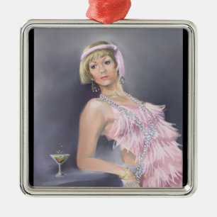 De Metal Ornamento Quadrado Premium Flapper Springtime