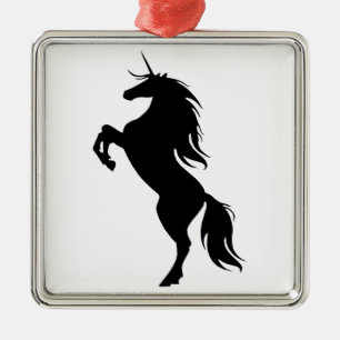De Metal Ornamento Quadrado Unicórnio Silhouette Preto