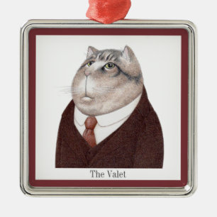 De Metal Ornamento Quadrado VALET CAT Premium + Texto