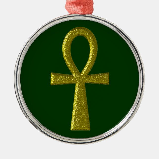 De Metal Ornamento Redondo Ankh Premium Dourado do rico (Frente)