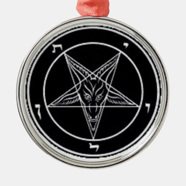 De Metal Ornamento Redondo Baphomet Black E White Premium R (Frente)