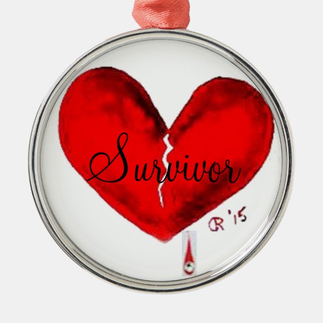 De Metal Ornamento redondo do coração quebrado (Frente)