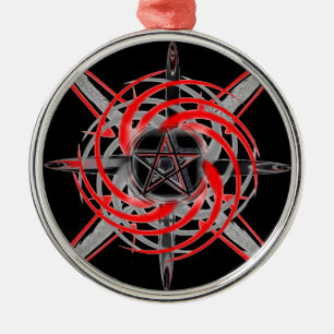 De Metal Ornamento Redondo Pagan Star Premium