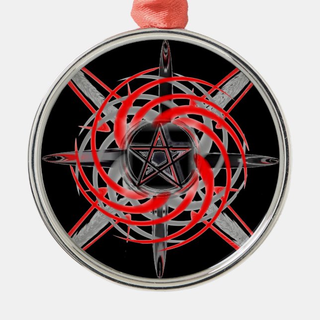 De Metal Ornamento Redondo Pagan Star Premium (Frente)