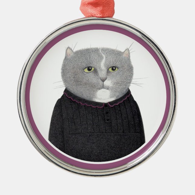 De Metal Ornamento Redondo Premium CAT HUSEKEEPER (Frente)