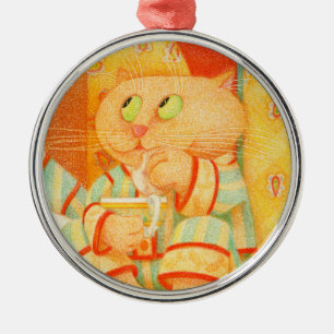 De Metal Ornamento Redondo Premium do GATINHO SNACK