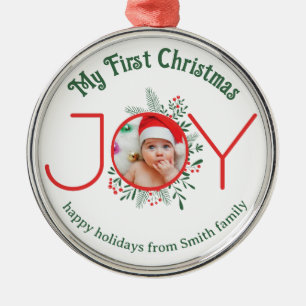 De Metal Ornamento Redondo Premium - Meu Primeiro Natal