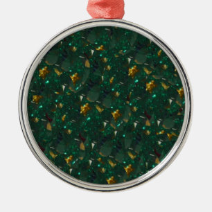 De Metal Ornamento Verde Espetado Dourado
