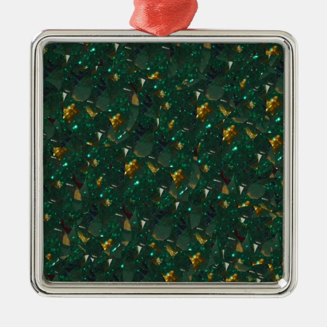 De Metal Ornamento Verde Espetado Dourado (Frente)