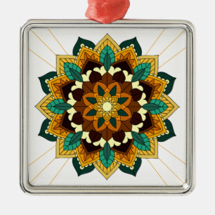 De Metal Padrão Mandala 02 em ornamento amarelo e metálico