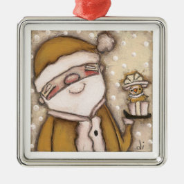 De Metal Papai noel amarelo - ornamento