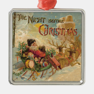 De Metal Papai noel do vintage em seu ornamento do trenó d