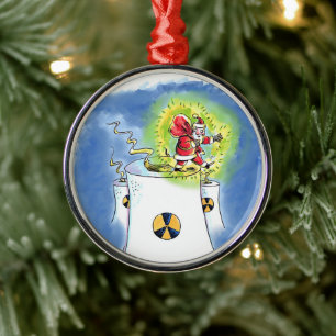 De Metal Papai Noel explodido ornamento premium redondo