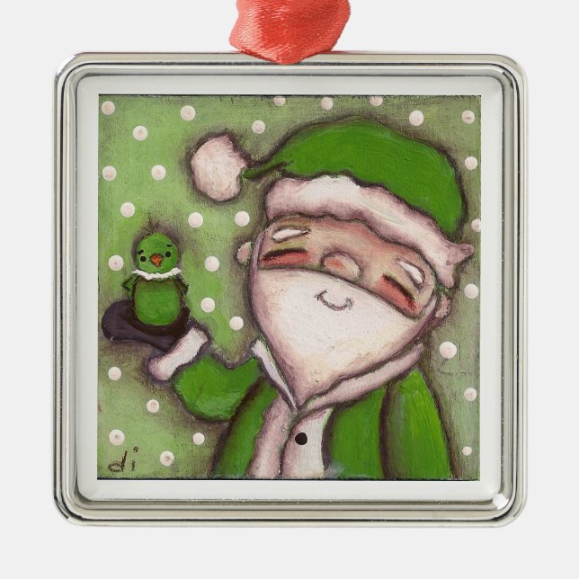 De Metal Papai noel verde - ornamento (Frente)