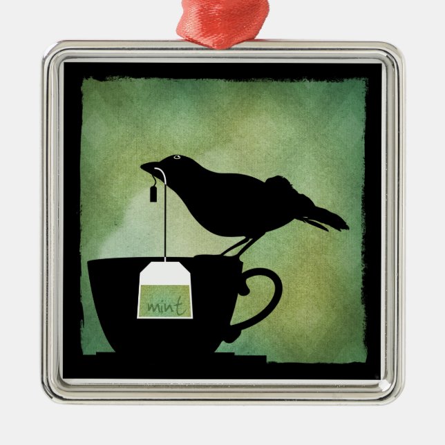 De Metal Pássaro em um ornamento do Teacup (Frente)