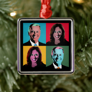 De Metal Pop Art Biden Harris - Ornamento cerâmico
