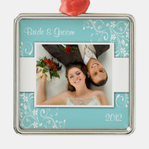 De Metal Primeiro ornamento do casamento do Natal