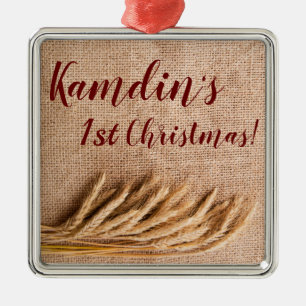 De Metal Trigo para Ornamento XMAS Personalizado no Burlap 