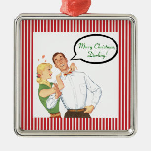 De Metal VENDA! Ornamento 1950 - "Feliz Natal, Querido"