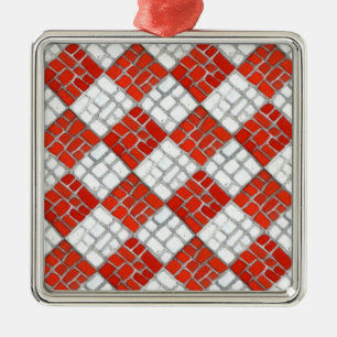 De Metal VERMELHO VERIFICAR MOSAIC - Ornamento Quadrado Pre