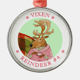 De Metal VIXEN REINDEER Premium Round Ornamento