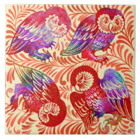 De Morgan Ruby Luster Owl Quartet Antique Repro