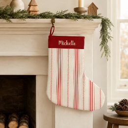 De Natal Grande Meia Personalizada com Listras Vermelhas