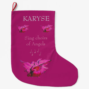 De Natal Grande Meia Personalizada para o Natal, Anjo Rosa