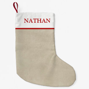 De Natal Pequena Meia bege e vermelho personalizada rústica simple