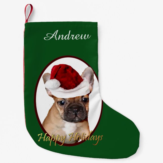 De Natal Pequena Meia personalizada cão do buldogue francês do (Frente)