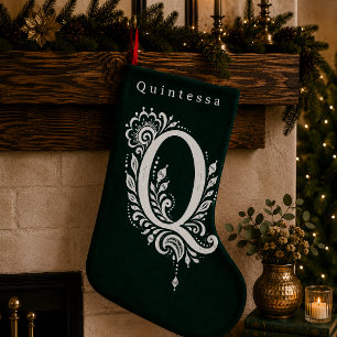 De Natal Pequena Meia Personalizada com Monograma Botânico da Letra