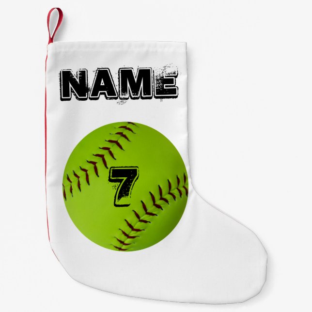 De Natal Pequena Meia personalizada do softball (Frente)