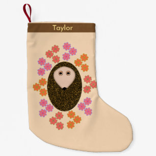 De Natal Pequena Ouriço sonolento e meia personalizada flores
