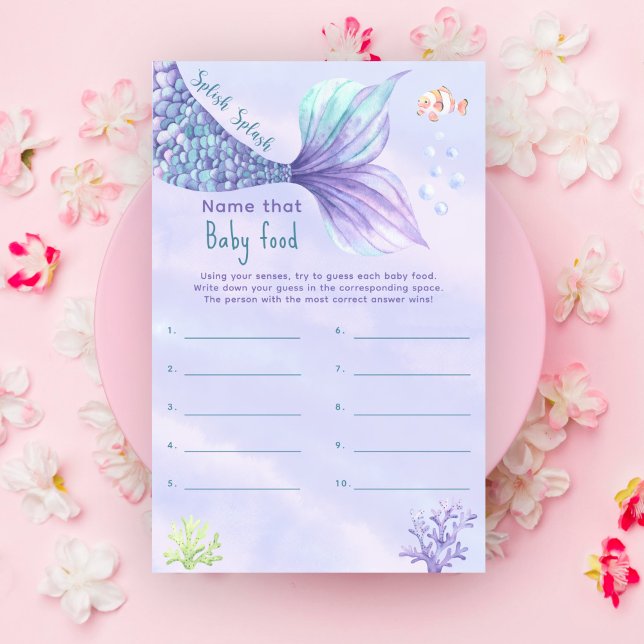 Dê nome à comida de bebê Jogo de baby shower Ocean (Criador carregado)