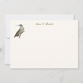 De Notas Cartão Personalizado da Fêmea do Beija-flor-de-gar