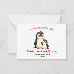 De Notas Cartão personalizado do Dia das Mães do Penguin pa