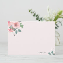 Cartão Personalizado Rosa Floral Aquarela
