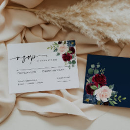De Notas Cartão RSVP Boho Burgundy Blush Weding