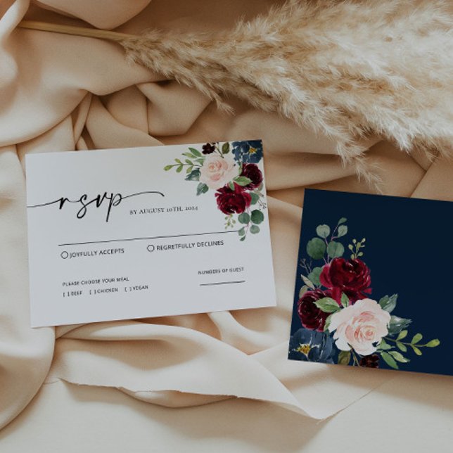 De Notas Cartão RSVP Boho Burgundy Blush Weding (Criador carregado)