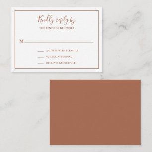 De Notas Cartão RSVP Tradicional Terracotta Mini Casamento